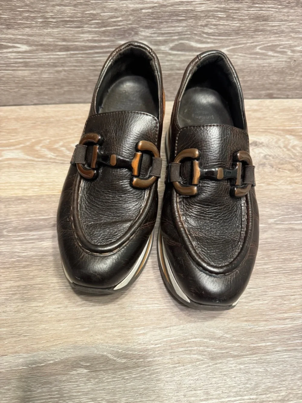 Softwaves Alina Cognac Leather Platform Loafers Sz 36.5 US 6.5